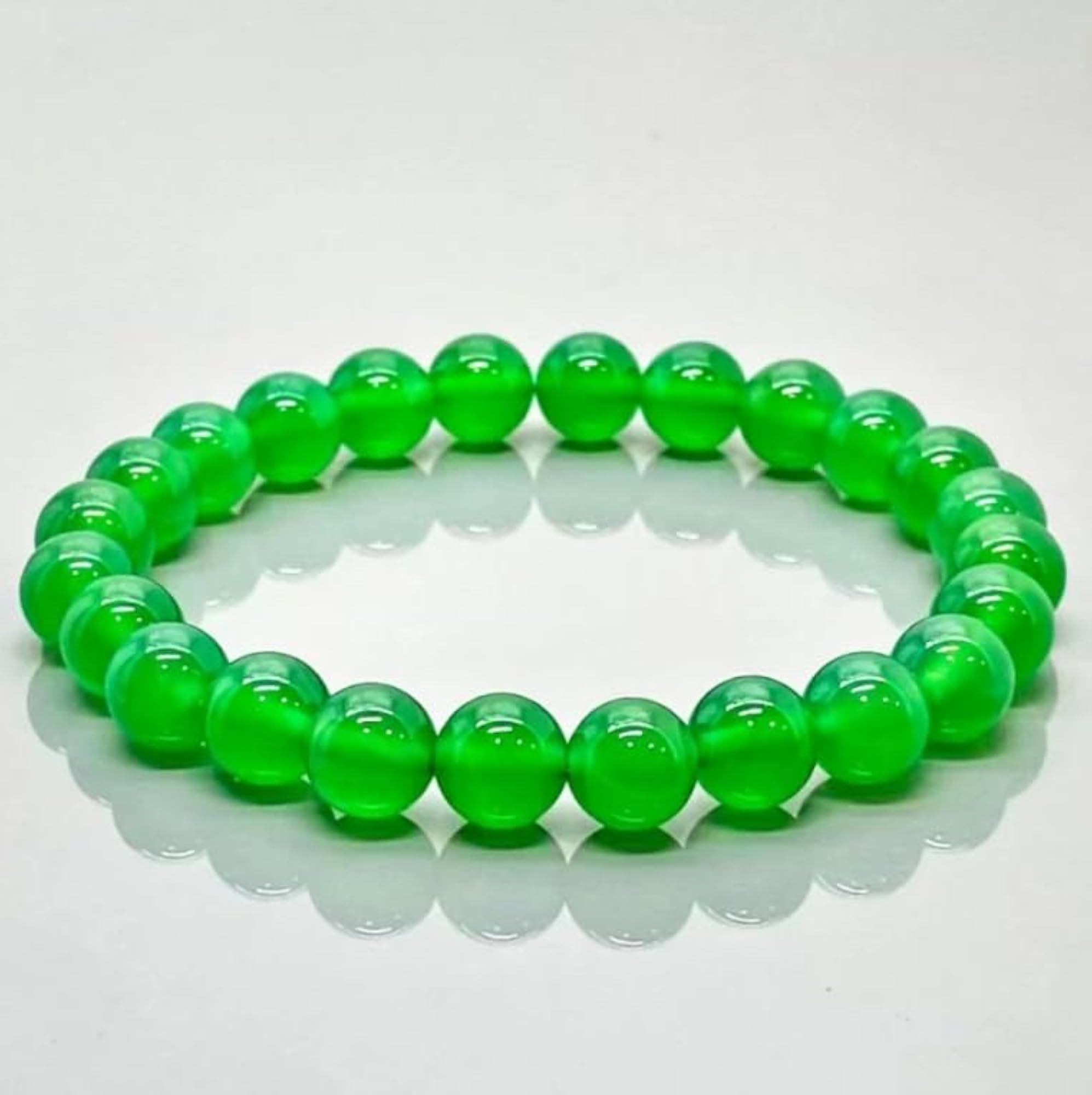 Stretchable Green Jade Bracelet, Certified Premium Quality
