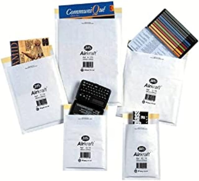 Jiffy JL-5 260 x 345 mm Airkraft Lightweight Postal Bag for Books (Size 5), White, Box of 50