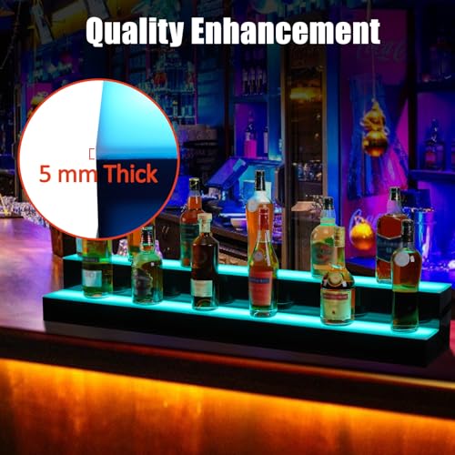 GarveeHome LED Lighted Wine Bottle Rack, 48-Inch 2-Tier Wall Mount, Black+White, 48 Bottles