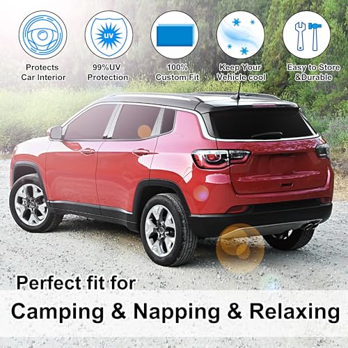 TINGLU Window Shades for Jeep Compass 2017-2024 Accessorie Car Side Full Windows Rear Triangular Windshield Sun Shade Sun UV Rays & Privacy Protection for Camping,Napping,and Relaxing 8PCS by TINGLU - Image 6