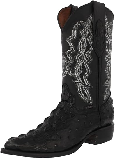 Texas Legacy Mens #150 Black Western Riding Boots Crocodile Ostrich Print J Toe
