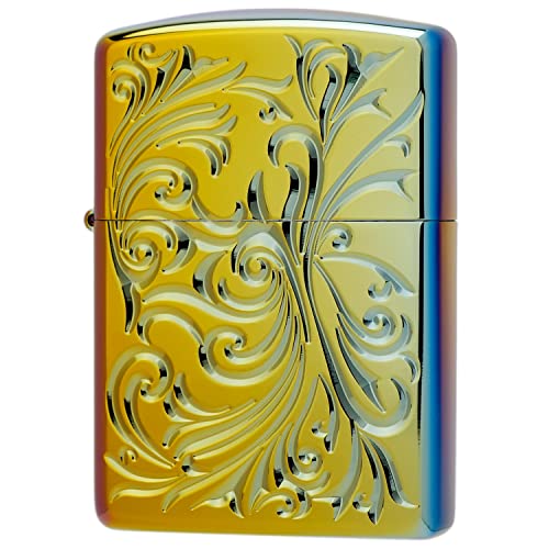 ZIPPO(ジッポ) ライター アーマー ボタニカル 両面加工 彫刻 チタンコーティング スペクトラム レインボー