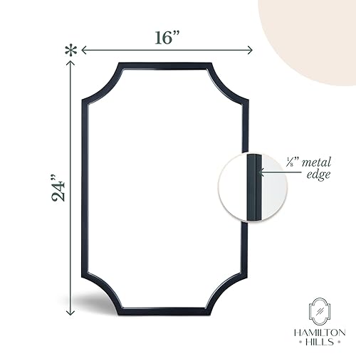 Miniatura 3 de Hamilton Hills Espejo festoneado negro con marco de metal de 30 x 40 pulgadas  Espejos decorativos rectangulares grandes para decoración de pared