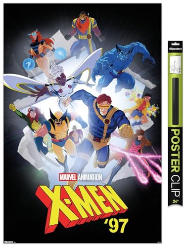 Trends International Marvel Animation X-Men '97 (2024) - Paper Burst One Sheet Wall Poster, 34L x 22.4W, Poster & Clip Bundle