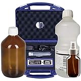 + 1000 ml steriles Wasser (Braun Spüllösung) Es handelt sich dabei um (Aqua ad iniectabilia) für Injektionszwecke geeignet, ohne Zusatzstoffe und durch Destillation hergestelltes besonders reines Wasser.