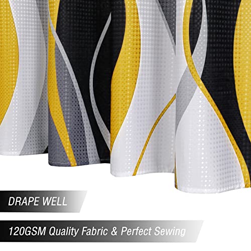 Gibelle Black And Yellow Shower Curtain, Abstract Modern Grey And Yellow Bathroom Decor Accessories, Waffle Weave Textured Fabric Shower Curtain Set With Hooks, 72X72 #TOP5