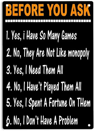 Cartel de metal con texto en inglés Before You Ask Yes or No I Have So Many Games (Before You Ask Yes or No con texto en inglés Yes or No para el