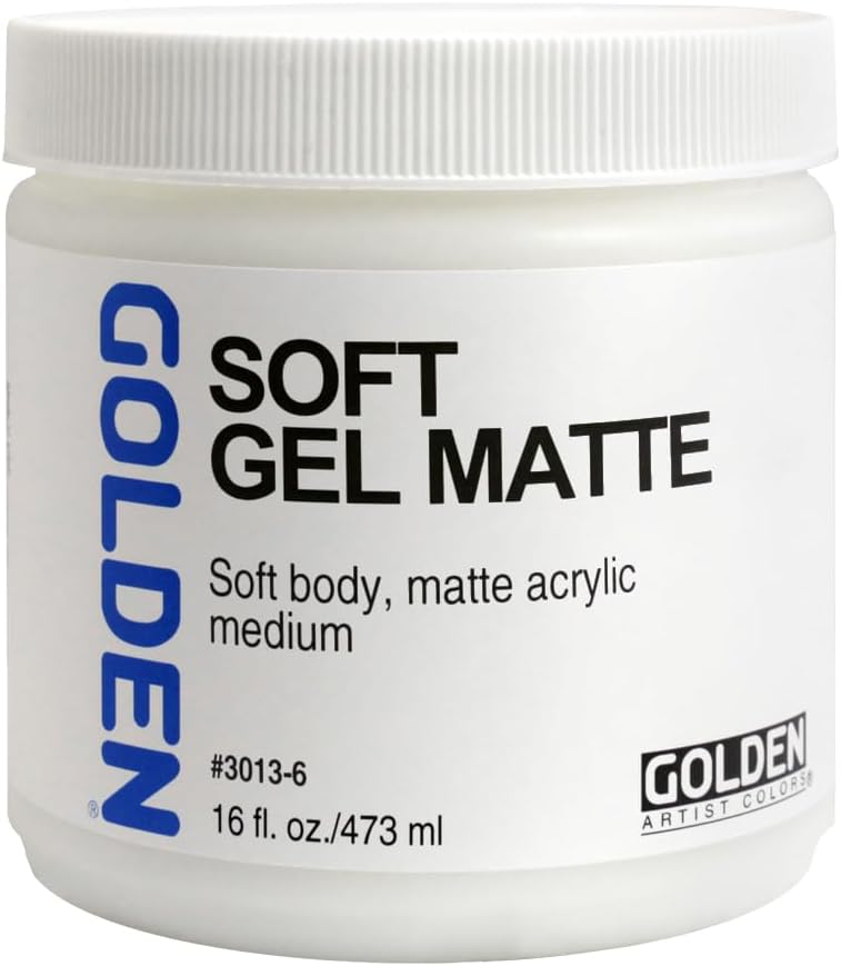 GOLDEN Soft Gel Matte, 16 fl. oz. Jar, Professional Acrylic Gel Medium, Semi-Transparent