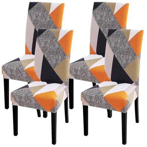 Image of P-PLUS INTERNATIONAL Elastic Chair Cover Set of 4 for Dining Table - Multicolor Seater Chairs Cover