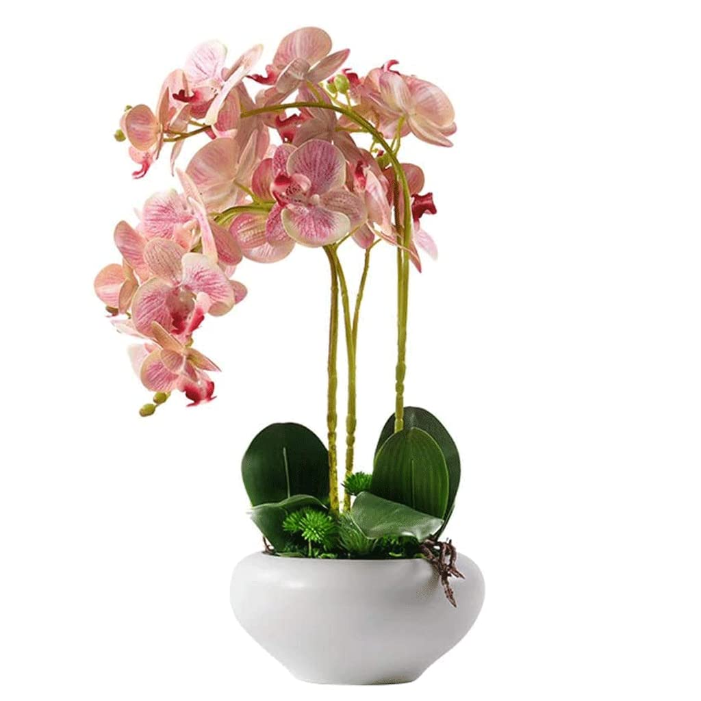 XDLEDMKIZ Orchid Artificial Flowers Faux Orchids White Porcelain Artificial Phalaenopsis Flowers Plant Arrangement Artificial Flowers for Indoor or Outdoor natural look