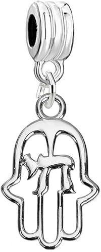 Sexy Sparkles Abalorio de mano Hamsa Chai protección judía contra el mal encanto se adapta a pulseras europeas