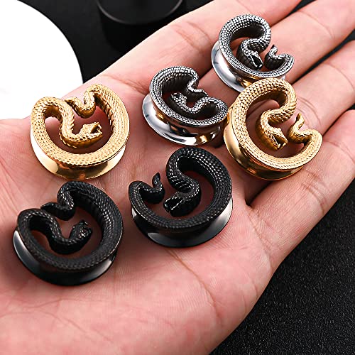Vankula 2Pcs Cool Snake Saddle Ear Plugs Tunnels Ear Gauges Expander Stainless Steel Earrings Body Piercing Jewelry #TOP7
