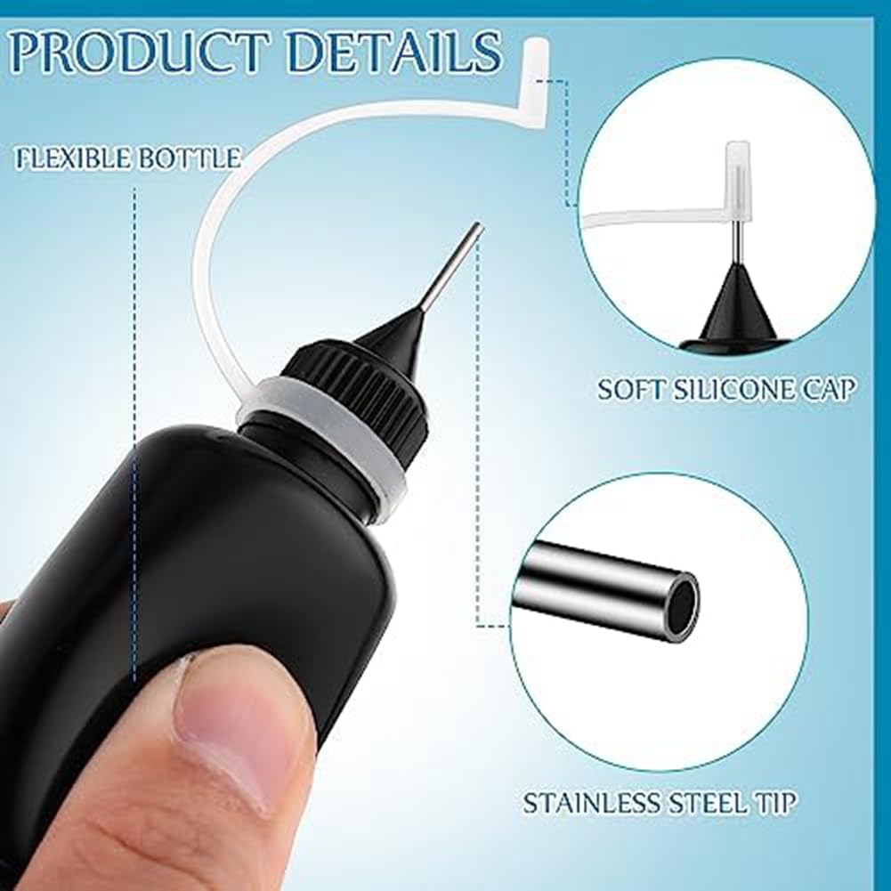 100 PCS 30 Ml / 1 Oz Bouteille de Colle à Pointe D'Aiguille Noire pour Encre à Alcool DIY Artisanat Acrylique