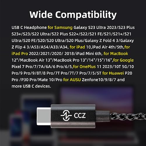 Image of CCZ Melody USB C Headphones Wired Type-C in Ear Monitor, Professional USB C Wired Earbuds Gaming Earphones with 1BA 1DD Patent Ear fins Ear tips for Singer Musician Stage (Clear Purple, USBC-With Mic)