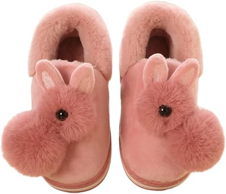 Cozy Enclosed-heel Cotton Slippers for Women Warm Comfort Soft Slippers Thickened Soles Non-slip Soles Cute Cartoon Rabbit Slippers Winter Slippers