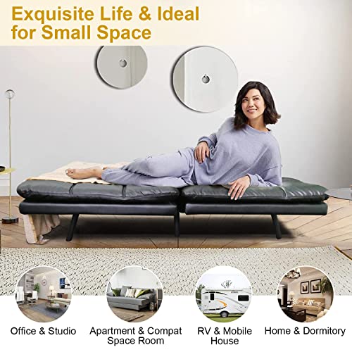 Muuegm Futon Sofa Bed,Modern Futon Couch,Convertible Loveseat Sleeper Daybed Memory Foam Futon Sets With Adjustable Armrests For Living Room,Offices,Apartments,Dorm,Studio/Black #TOP6