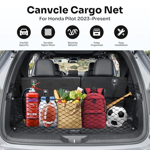 Canvcle Trunk Cargo Net for 2023-2025 2026 Honda Pilot Accessories Envelope Style Mesh Trunk Net Organizer and Storage Stretchable Adjustable Elastic Nylon Rear Cargo Netting with Hooks by Canvcle - Image 2