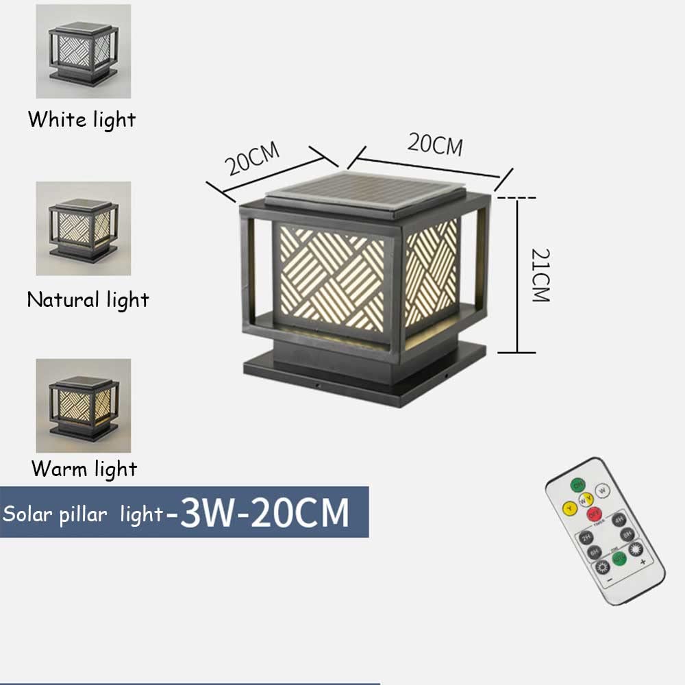 Wodoodporne solarne lampy słupkowe do użytku na zewnątrz – kwadratowe oprawki do bram i drzwi w stylu retro, idealne do dekoracji kolumn ogrodowych i willi