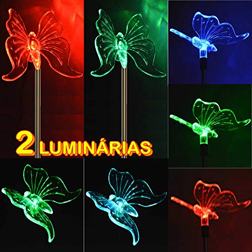 Luminária Solar para Jardim Borboleta 2 Peças CBRN12954