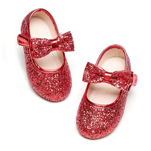 Image of PHIRAMIN Toddler Flower Girl Dress Shoes - Little Girl Mary Janes Flats Wedding