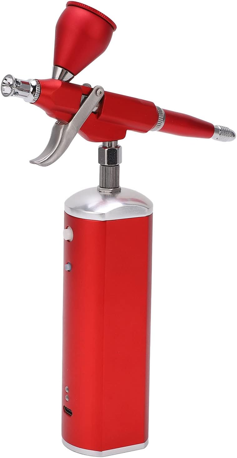 Kadimendium Rechargeable Airbrush, Auto Start Stop 2 Levels Adjustable Pressure High Efficiency Air Pump Spray Low Vibration with 1500mAh Battery for Cake Decorating
