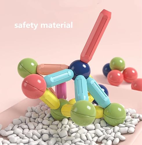 Fengyang 64 Pcs Diy Magnetic Balls And Rods Set Building Sticks Blocks Vibrant Colors Different Sizes Curved Shapes Children Educational Stacking Stem Magnet Toys For Kids Age 3+… #TOP5