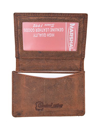 Soft Vintage Genuine Leather RFID Business Card ID Holder with Expandable Pocket