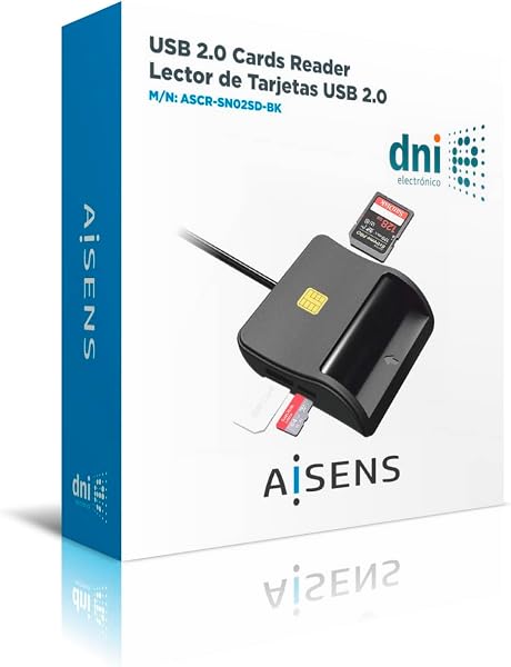 AISENS Lector de Tarjeta Inteligente DNI con Lector de Tarjetas SIM. SD. Micro SD. MMC. RS-MMC. MMC Micro. Negro - 4