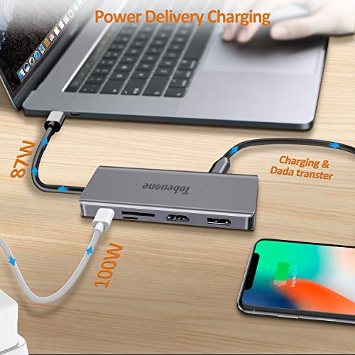 USB C Dual Monitor Docking Station for Laptop, 13-in-1 USB C Hub Adapter with HDMI DisplayPort VGA, 2 USB, USB C Charging and 3.5mm Audio, USB C Docking Station Compatible for USB C Windows Laptops