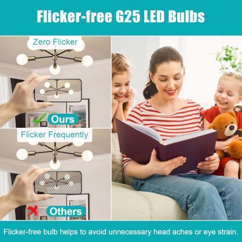 Image of 20 Pack LED Vanity Barthroom Light Bulbs 60W Equivalent 4000K Natural White | G25 LED Light Bulbs, E26 Base, CRI85+ Eye-Friendly, Type G Round Light Bulb Over Mirror, 120V, 5W, 500LM, Non-Dimmable
