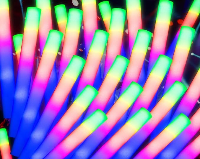 PYYZHALI 12 Pack led foam glow sticks bulk (130pc)