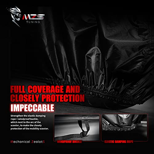 Image of MZS Mobility Scooter Cover - All Weather Outdoor Waterproof Protection Wheelchair Cover fit up to 48 inch 3 or 4 Wheel Scooters - Durable Vents Night Reflective Adjuster Buckle Lock-Holes Storage Bag