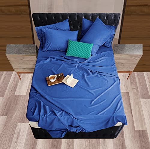Image of Mocassi Hotel Luxury 1800 Thread Count Bedding Pillowcases King Size Set of 2 - Pillow Covers - Pillow Protector - Cooling Pillowcases (Set of 2 King Size 20 inch x 40 inch, Imperial Blue)