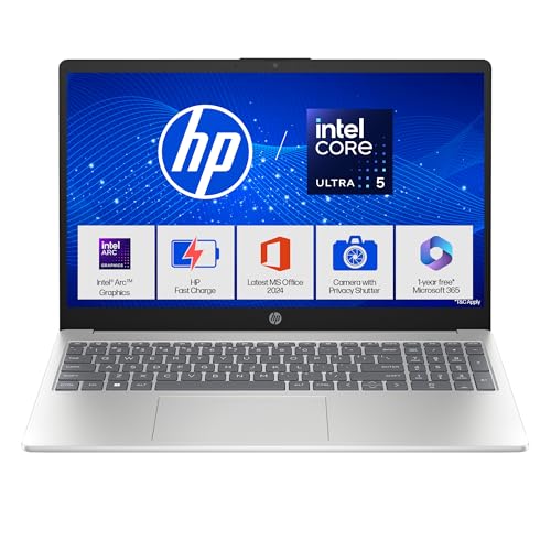 HP 15, Intel Core Ultra 5 125H (24GB DDR5, 1TB SSD), Micro-Edge, Anti-Glare, FHD, 15''/39.6cm, Win11, M365* Office24, Silver, 1.65kg, FD1458TU, FHD Camera, Backlit Laptop