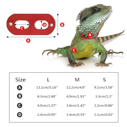 Image of AIITLE Adjustable Bearded Dragon Harness Set - Soft, 3-Size Reptile Leash for Crested Geckos, Iguanas, Guinea Pigs, Rats (Indoor /Outdoor Use, Camping, Parties),Red