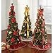 BrylaneHome 4.5 Ft Fully Decorated Pre-Lit Pop-Up Christmas Tree with 100 Warm Lights & Included Stand, Collapsible, Easy Assembly - Red White