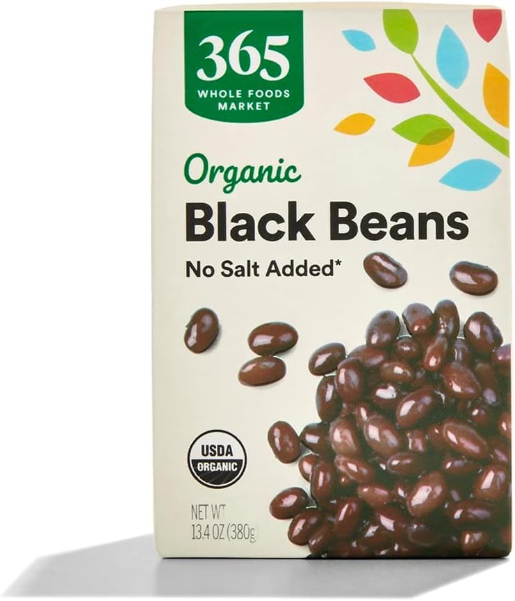 Image of 365 by Whole Foods Market, Organic Unsalted Black Beans, 13.4 Ounce (Pack of 6)