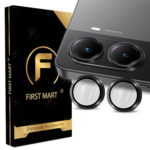 Image of FIRST MART Black Camera Ring Guard Protector for Poco X7 Pro | Tempered Glass with Metal Alloy Rings, HD Clear, Scratch Resistant, Case-Friendly | Pack of 1
