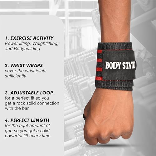 Image of Pro Weightlifting Wrist Wraps with Thumb Loop | Adjustable Gym Wrist Support for Men & Women - Powerlifting, Crossfit, Strength Training & Pain Relief