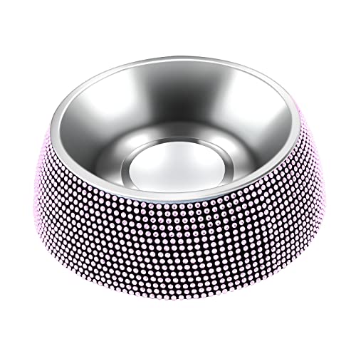 eing Ciotole per cani, ciotole per animali domestici in acciaio inossidabile con strass luccicanti, ciotole per animali domestici con base in gomma antiscivolo per cuccioli e gatti, cani (320 ml, 1