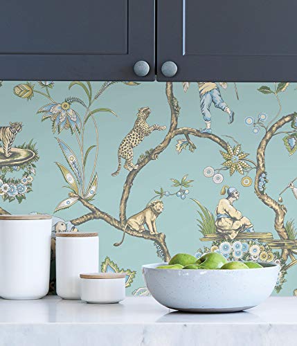 Scalamandre Scs3846 Robin Egg Chinoise Exotique Self Adhesive Wallpaper, Blue #TOP2