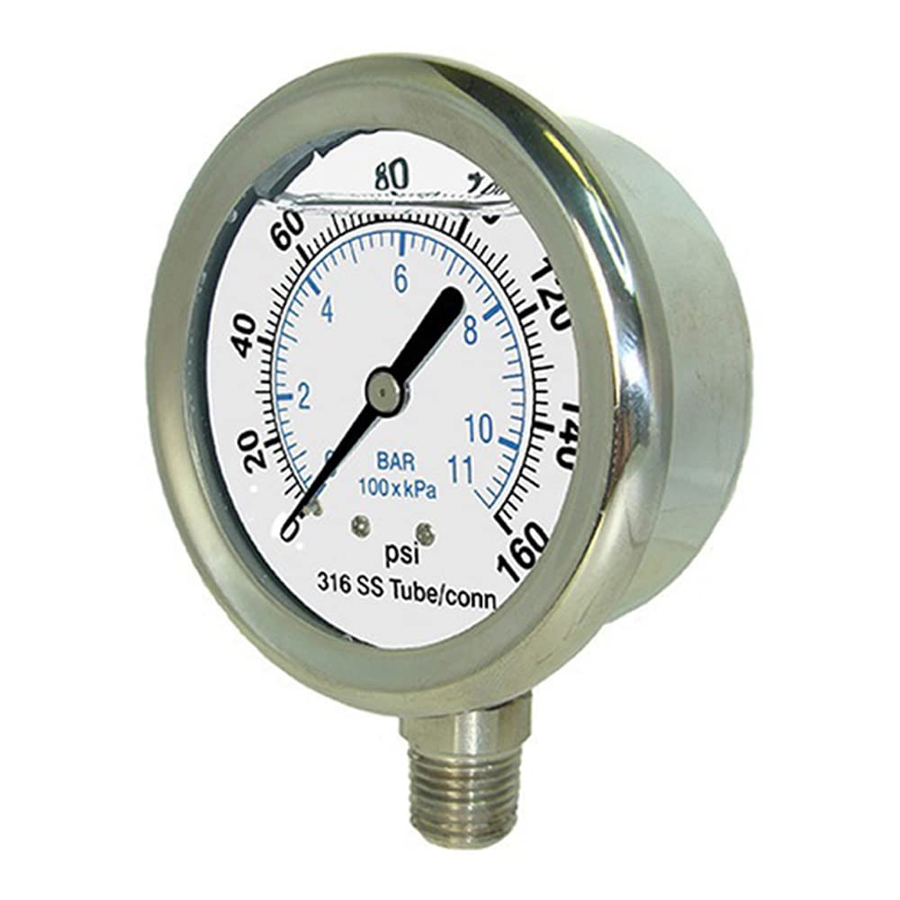 PIC GaugesSEC-301LFW-254D All Stainless Lower Mount, 2-1-2% Accuracy