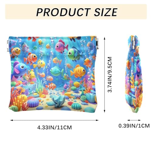 Colorful Sea Fishes Coin Purse Leather Pouch Change Purse, Squeeze Coin Pouch for Cards, Keys & Lipsticks, Unisex3