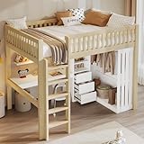 【Organisation parfaite】L'armoire ouverte sous le lit mezzanine vous permet de visualiser tous vos objets en un coup d'œil, pour un accès facile et un quotidien plus pratique.