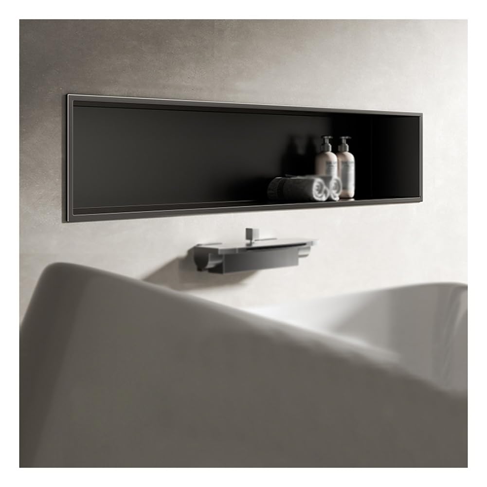 CUTPOIY Stainless Steel Bathroom Niche Shelf Wall Mounted Shower Shelf Organizer Waterproof Storage Caddy Easy to Install Black