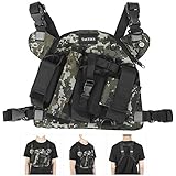 Radio Chest Harness Chest Front Pack Pouch Holster Vest Rig Walkie Talkie Chest Front Storage Bag Tactics Outdoor Vest Rig Carry Bag Rescue Essentials(29285cm-Plateau Camouflage)