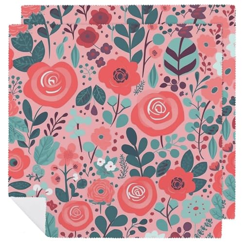 Servilletas de Tela Floral Roja 47.5x47.5 cm Pack x2 miniatura 1