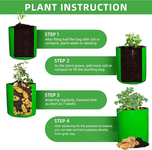 Image of Grow Bags 15x15 inch, Premium HDPE 225 GSM for Terrace Gardening, UV Stabilized Plant Bags for Vegetables and Flowers, 4-6 Years Life (Pack of 7, 15x15)