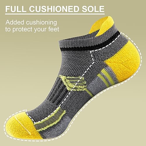 Image of COOVAN Ankle Socks Womens Athletic Low Cut Thick Cushioned Running Socks with Tab 6 Pairs