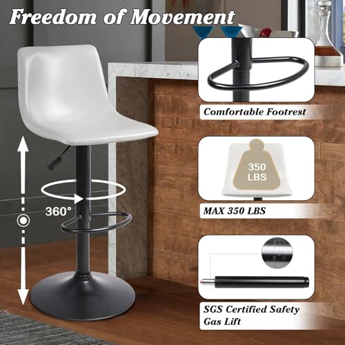 Image of Waleaf Adjustable Bar Stools Set of 4, Modern Faux Leather Swivel Barstools